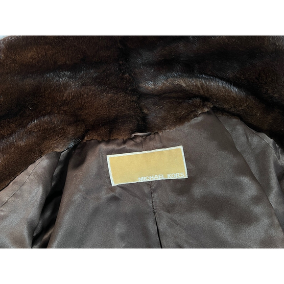 Michael Kors Womans Coat Mink Fut Genuine Brown Coat Size M - Picture 14 of 16